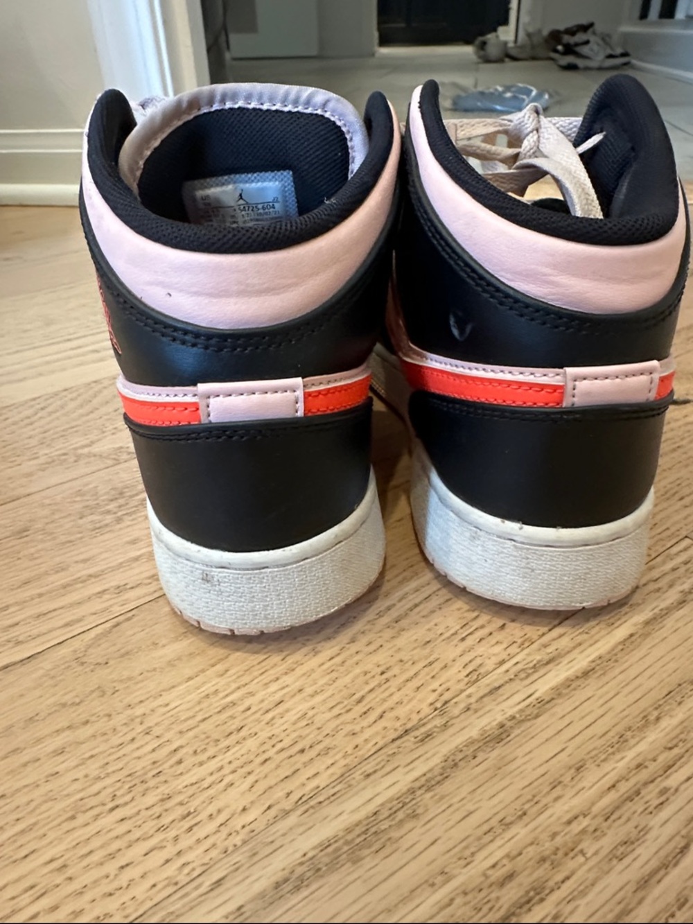 Jordan Kids High-Top Sneakers in Pink, Black & Orange - Picture 4 of 5
